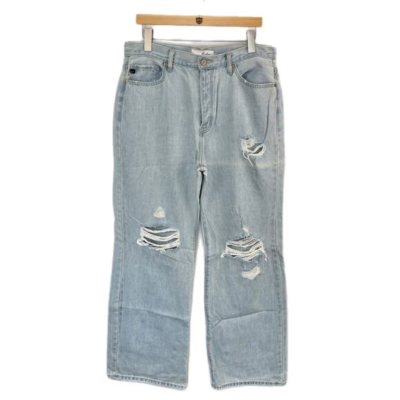 Kancan Wide Leg Faded Distressed High Waist Jeans - Women's Size 15 - Picture 1 of 8
